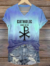 Women's Roman Catholic Traditionalist Papal V-neck T-shirt zartstils